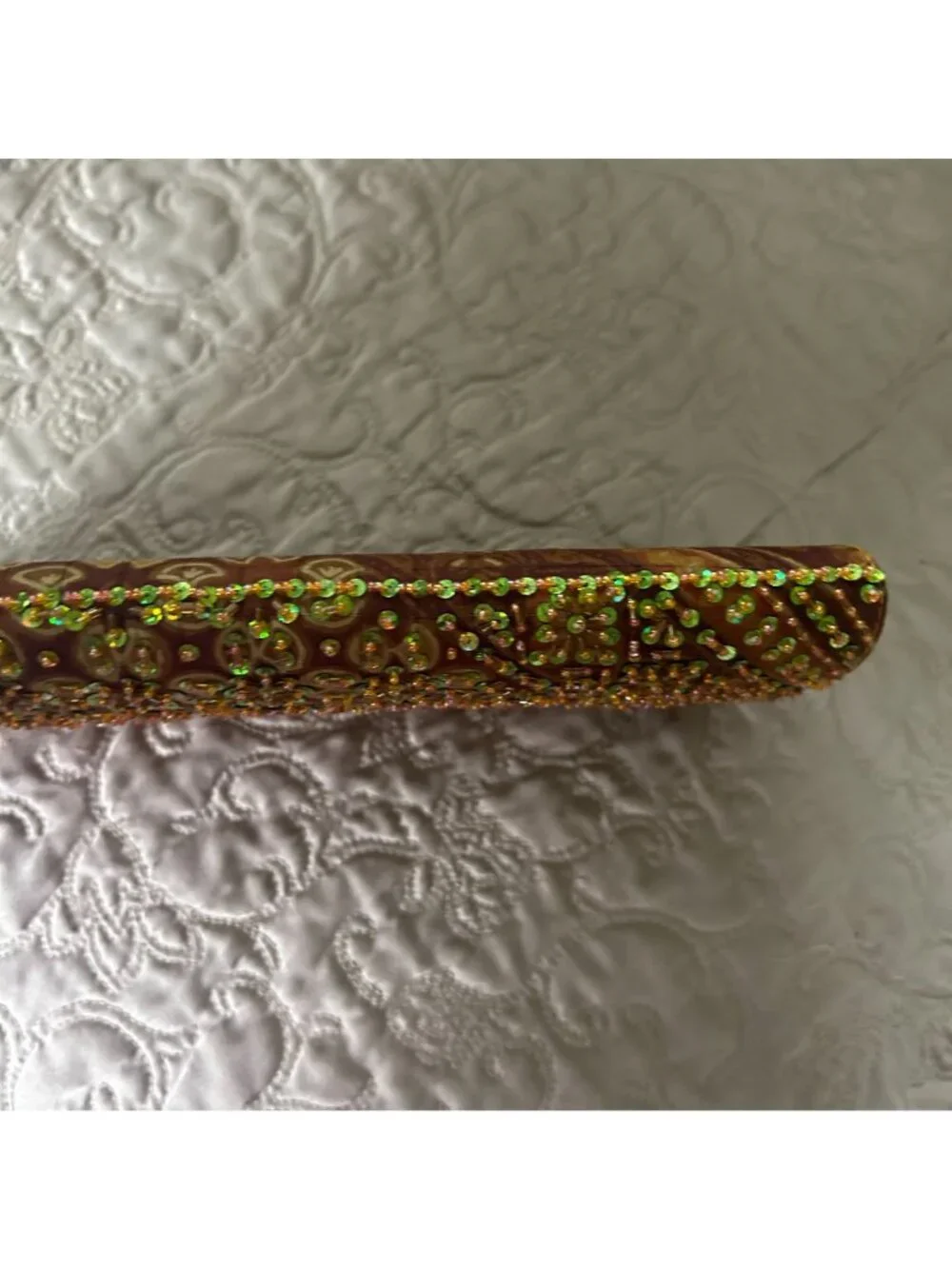 Vintage Green Beaded Floral Embellished Clutch